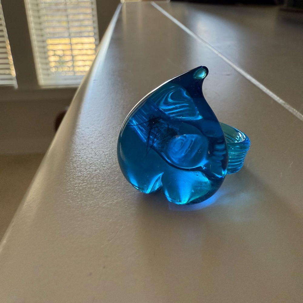Blue Murano glass-artist Made, vintage Heart-Shaped Ring- big and bold! - Picture 6 of 8